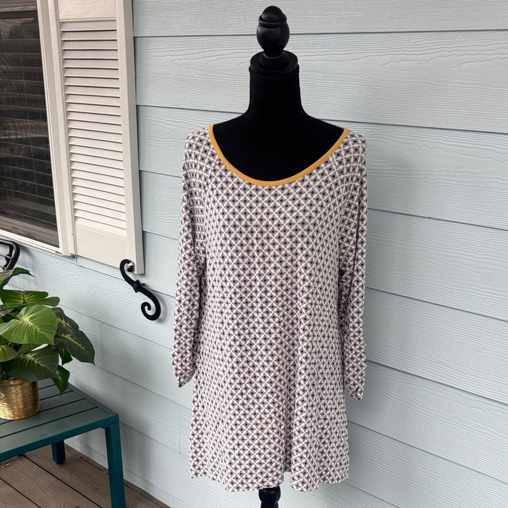 Matilda Jane Geometric Long Sleeve Tunic with Yellow Accent